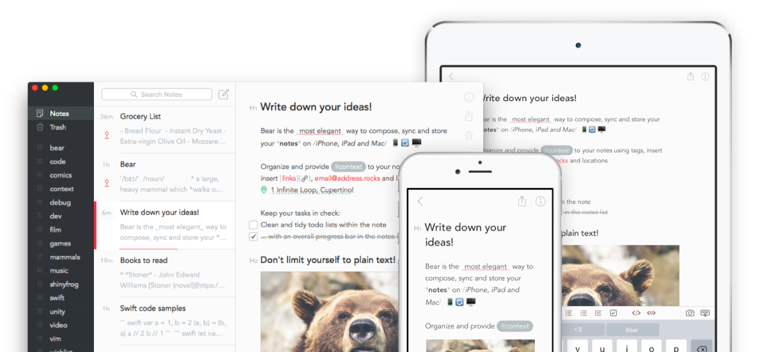 Bear: Aplikasi Catatan dengan Desain Elegan untuk Mac dan iOS