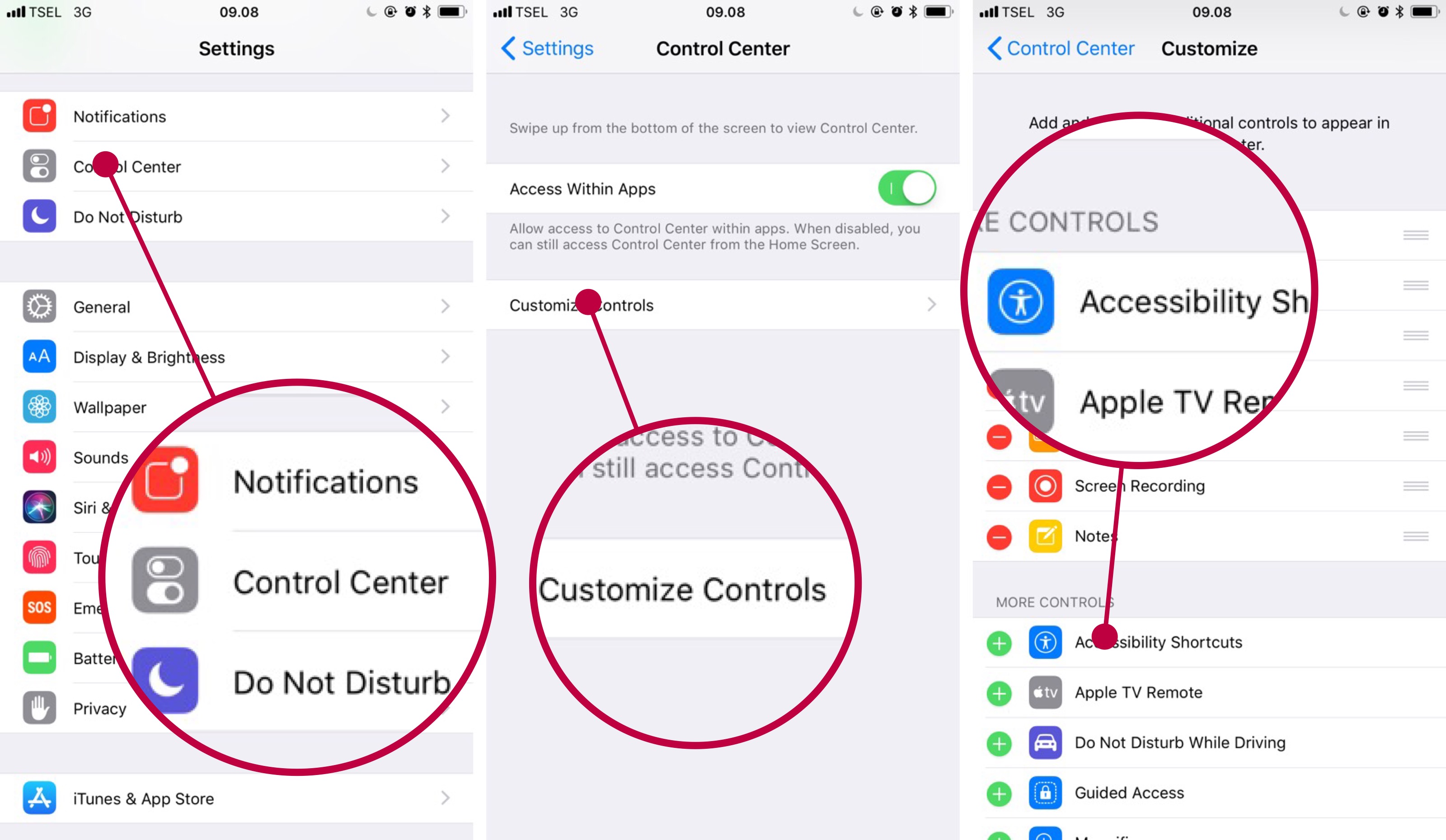 Tutorial mengaktifkan Tombol AssistiveTouch dari Control Center iOS 11