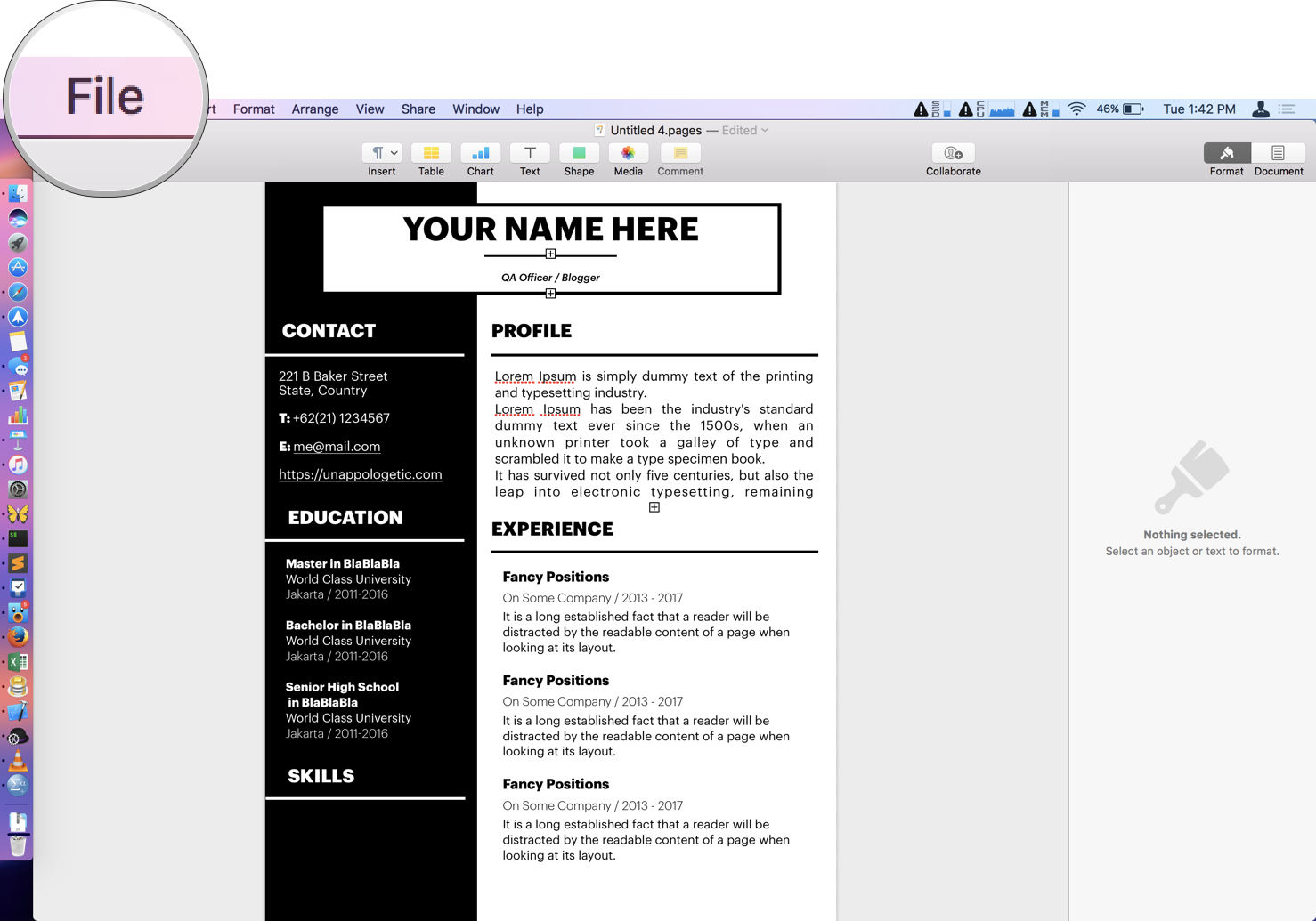 Menyimpan dokumen Pages ke format .doc atau .docx di Mac dan iPhone/ iPad